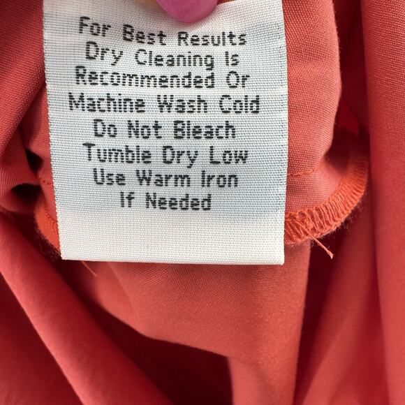 J. Peterman Long Sleeve 1947 Dress Size 12 Coral Red Cotton Flare Fit Retro - Picture 4 of 13